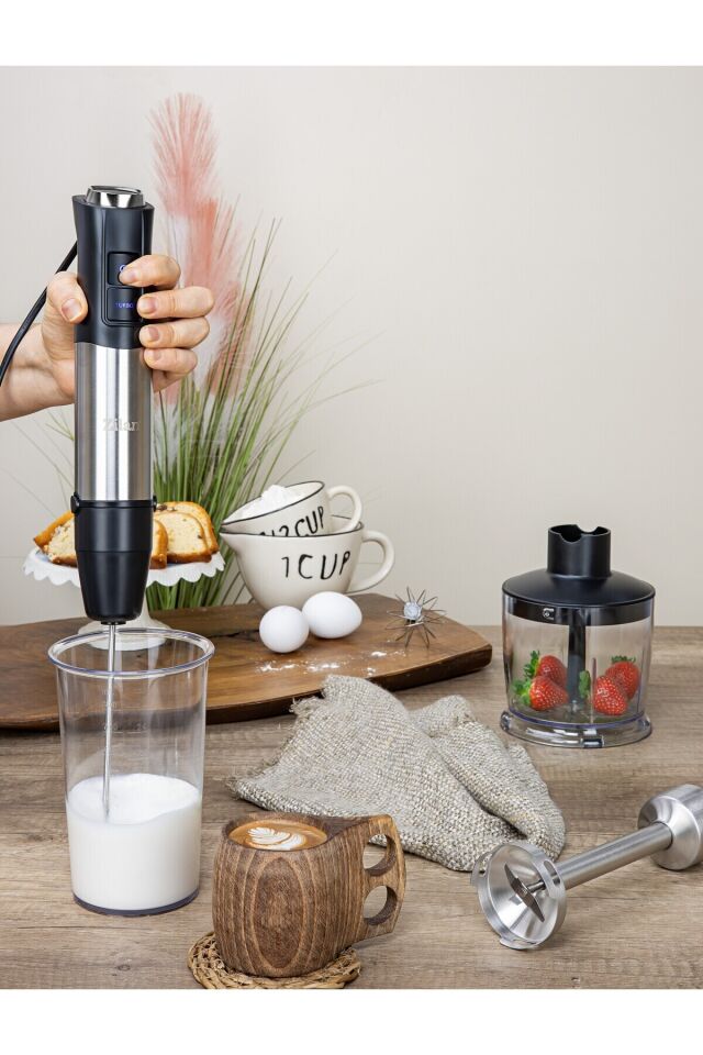 ZLN3939 1200W Blender Seti | 12 Kademe | Turbo | Paslanmaz Çelik |Çırpma | Doğrama | Köpürtme