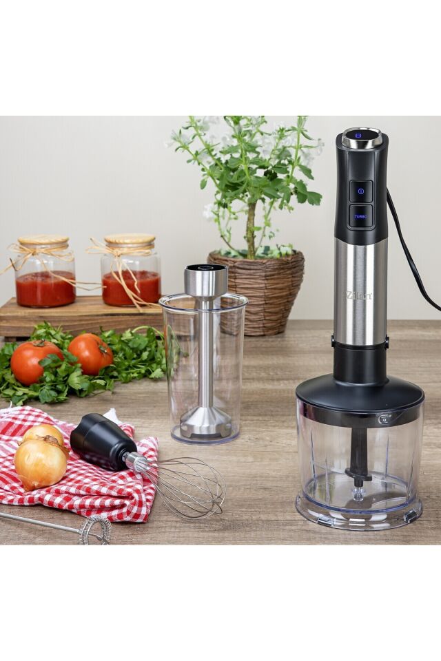 ZLN3939 1200W Blender Seti | 12 Kademe | Turbo | Paslanmaz Çelik |Çırpma | Doğrama | Köpürtme