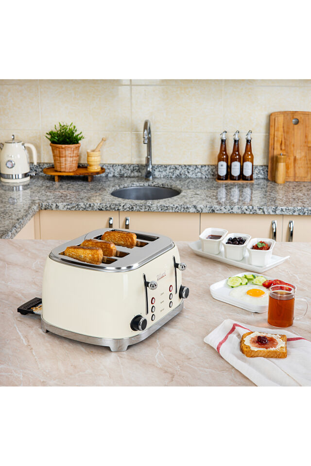 Zln1214 | Retro Ekmek Kızartma Makinesi | 6 Kademeli | Buz Çözme | Yeniden Isıtma | 1500w