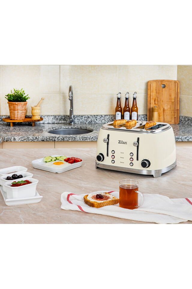 Zln1214 | Retro Ekmek Kızartma Makinesi | 6 Kademeli | Buz Çözme | Yeniden Isıtma | 1500w