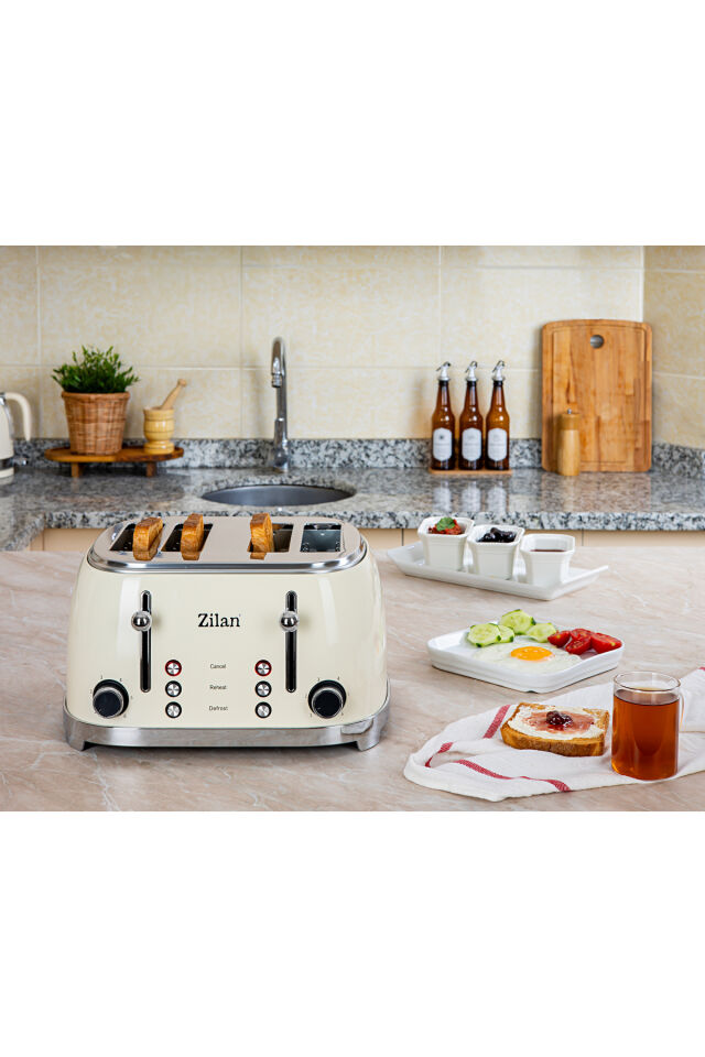 Zln1214 | Retro Ekmek Kızartma Makinesi | 6 Kademeli | Buz Çözme | Yeniden Isıtma | 1500w