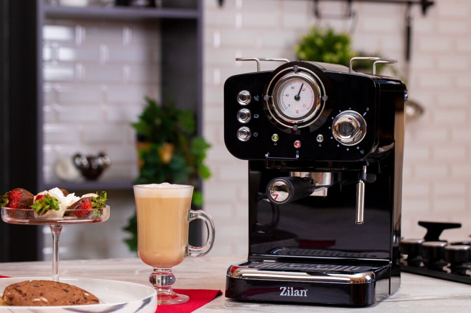 ZLN2991 Retro Espresso Kahve Makinesi (Espresso-Cappiccino-Latte) 15 Bar 1100W | Siyah