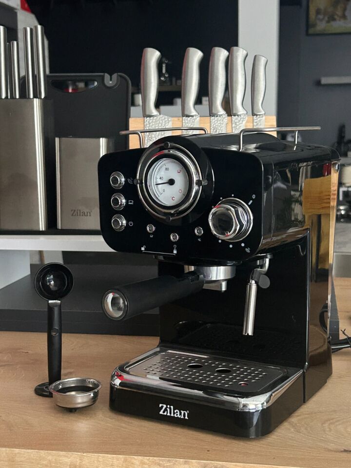 ZLN2991 Retro Espresso Kahve Makinesi (Espresso-Cappiccino-Latte) 15 Bar 1100W | Siyah