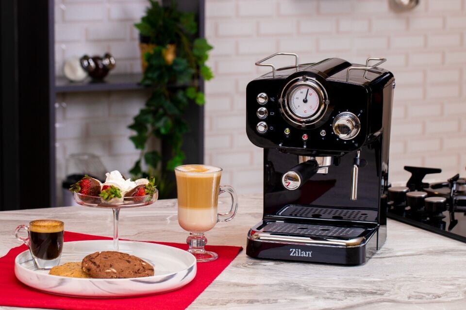 ZLN2991 Retro Espresso Kahve Makinesi (Espresso-Cappiccino-Latte) 15 Bar 1100W | Siyah