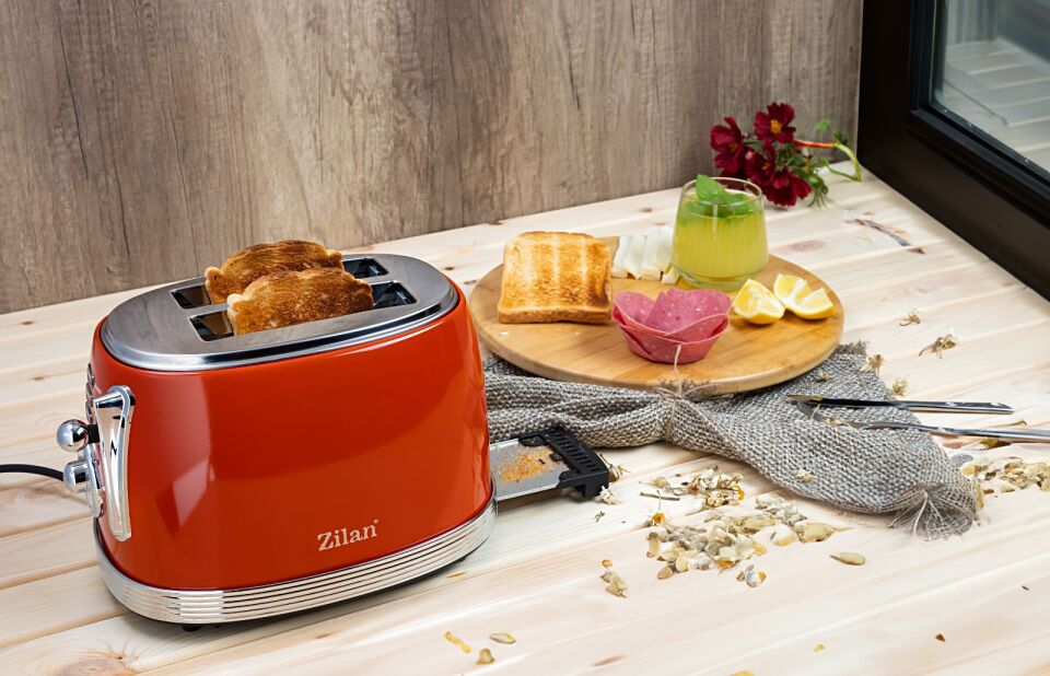 ZLN7040 Elektrikli Ekmek Kızartma Makinası Retro Kırmızı