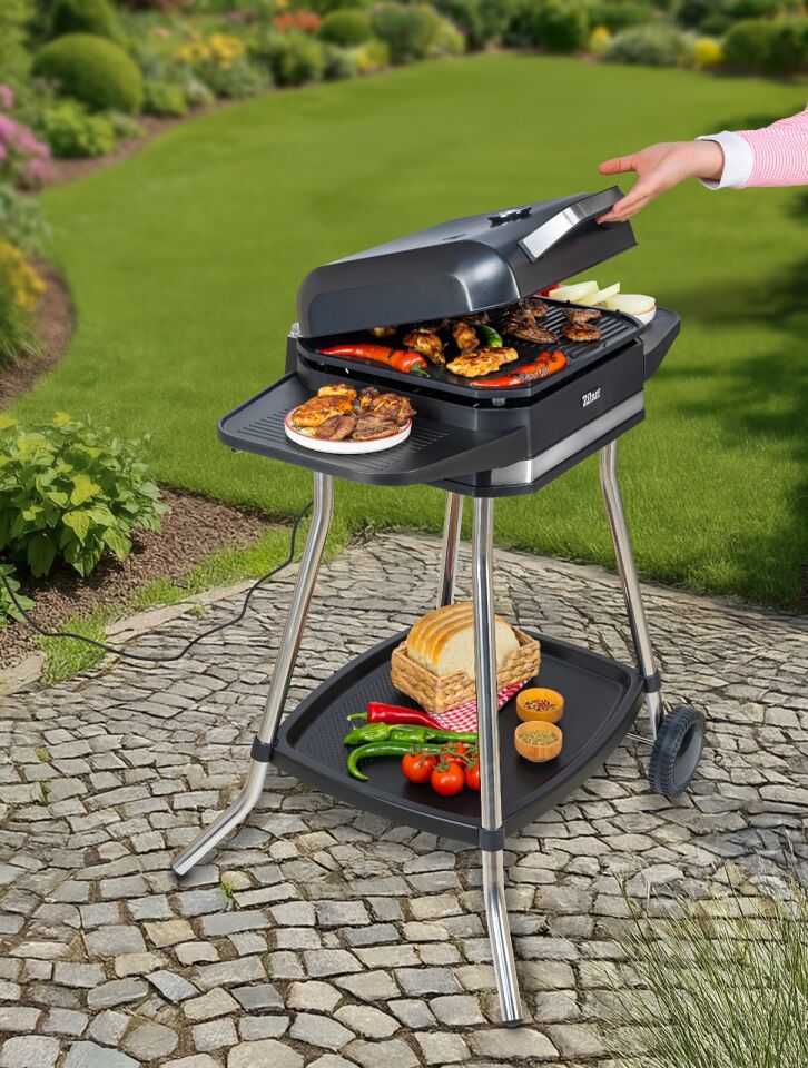 Zilan ZLN2501 Elektrikli Barbekü Mangal | Standlı | Kapaklı | Döküm ızgara