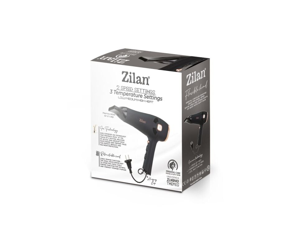 ZLN9143 | Themis Saç Kurutma | Fön Makinesi | 2000W Iyonik Fonksiyon | Otomatik Kablo Toplama