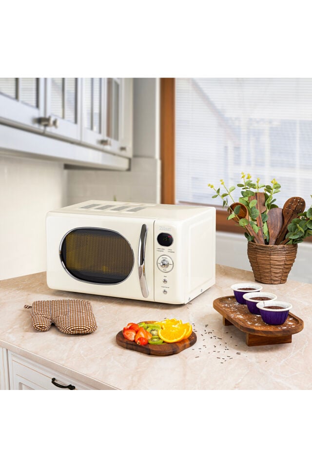 Zln1245 | Retro Mikrodalga Fırın | 700w | 20l | 6 Kademeli | Buz Çözme | Otomatik Pişirme