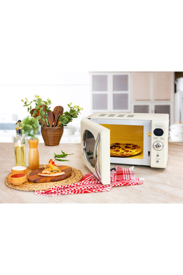 Zln1245 | Retro Mikrodalga Fırın | 700w | 20l | 6 Kademeli | Buz Çözme | Otomatik Pişirme