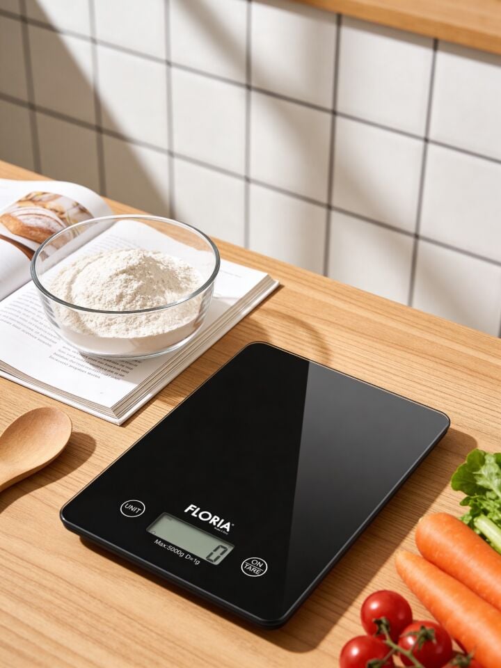 ZLN1686 Dijital Mutfak Tartısı Hassas Ölçüm LCD Ekran 5 Kg Kapasiteli Siyah