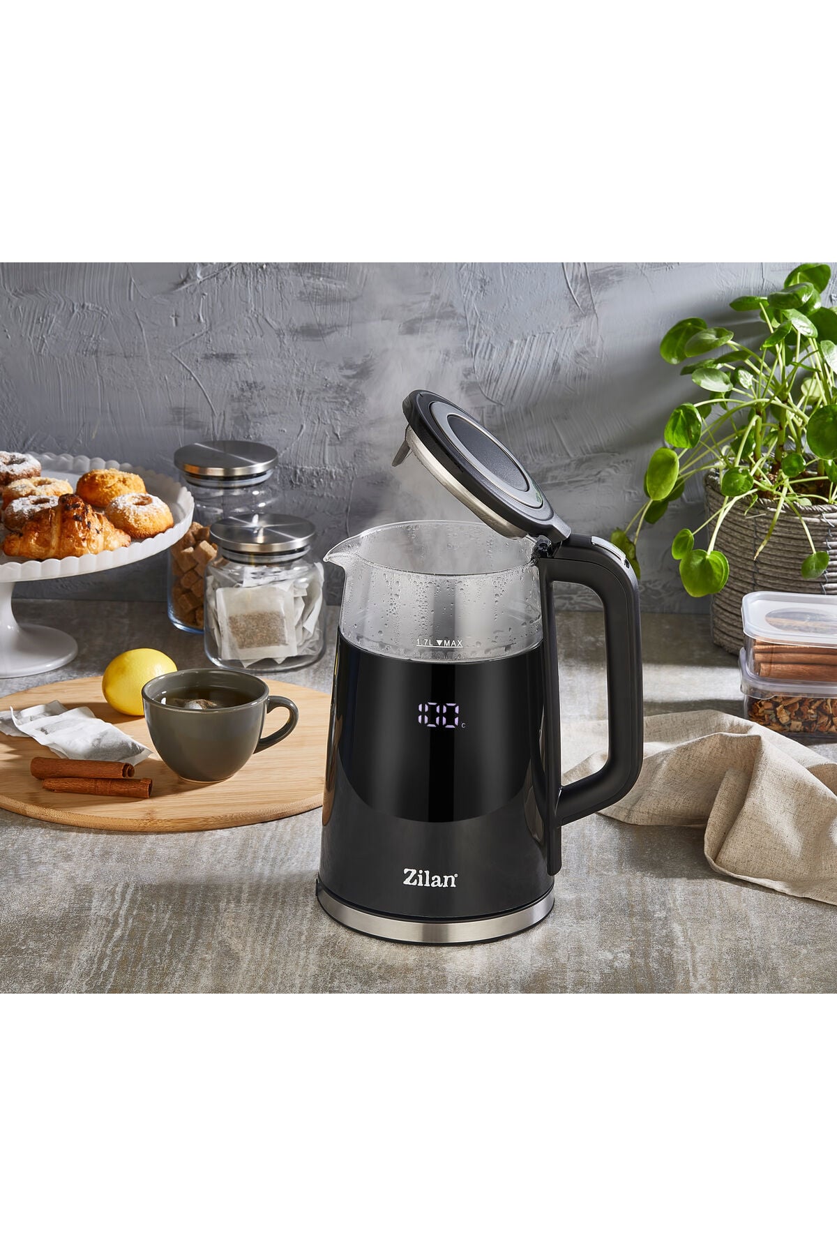 ZLN7859  Dijital Çift Camlı Su Isıtıcı | 1.7 L | Ayarlanabilir Isı | Kattle | 2200W