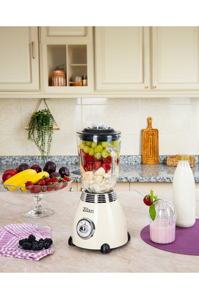 ZLN1207 | Retro Stand Blender | 1,5l Cam Hazne | 500w Blendar | 2 Hız Ayarı | Bej