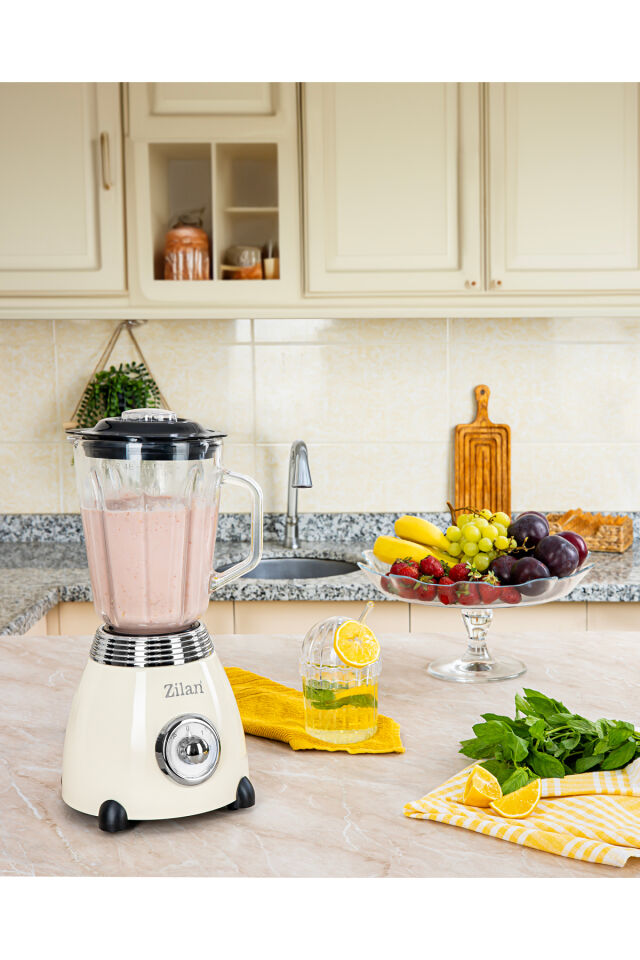 ZLN1207 | Retro Stand Blender | 1,5l Cam Hazne | 500w Blendar | 2 Hız Ayarı | Bej