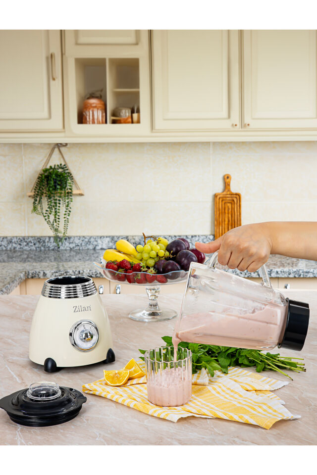 ZLN1207 | Retro Stand Blender | 1,5l Cam Hazne | 500w Blendar | 2 Hız Ayarı | Bej
