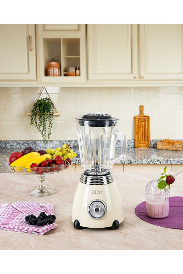 ZLN1207 | Retro Stand Blender | 1,5l Cam Hazne | 500w Blendar | 2 Hız Ayarı | Bej