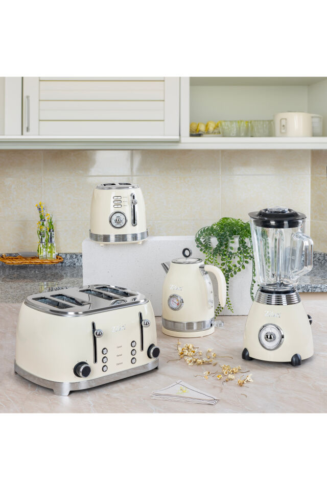 ZLN1207 | Retro Stand Blender | 1,5l Cam Hazne | 500w Blendar | 2 Hız Ayarı | Bej