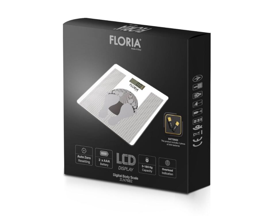 ZLN7682 Dijital Banyo Tartısı LCD Ekran Cam Yüzey