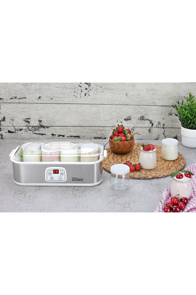 ZLN6104 Dijital Yoğurt Yapma Makinesi | Paslanmaz Çelik Gövde | 8 Cam Kavanoz 8x180 / 1440ml.