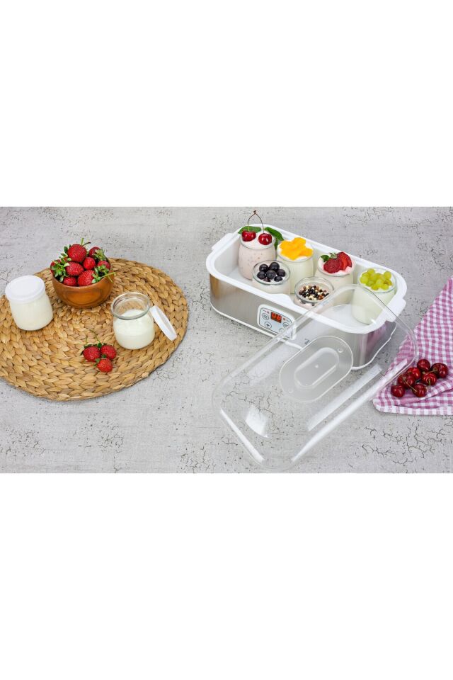 ZLN6104 Dijital Yoğurt Yapma Makinesi | Paslanmaz Çelik Gövde | 8 Cam Kavanoz 8x180 / 1440ml.