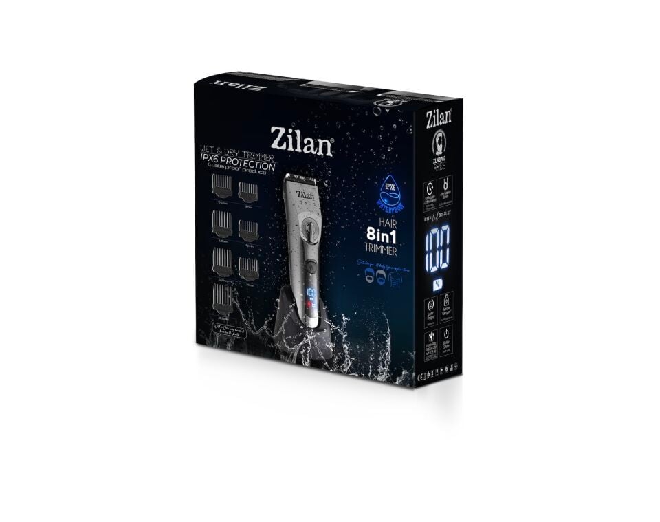 ZLN8702  Saç Sakal Vücut 8'in 1 Tıraş Makinesi | Ares | Ipx6 Su Geçirmez | Hızlı Şarj | Led