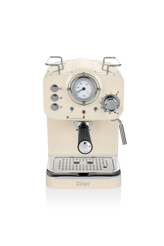 ZLN2992 Espresso Kahve Makinesi Espresso-Cappiccino-Latte | 15 Bar Süt Köpürtücü | 1100W Retro Bej