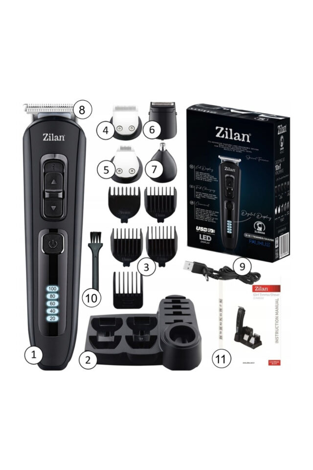 ZLN8658 Saç Sakal Vücut Tıraş Makinesi | Uranus | Değiştirilebilir Başlık | Hızlı Şarj | Led
