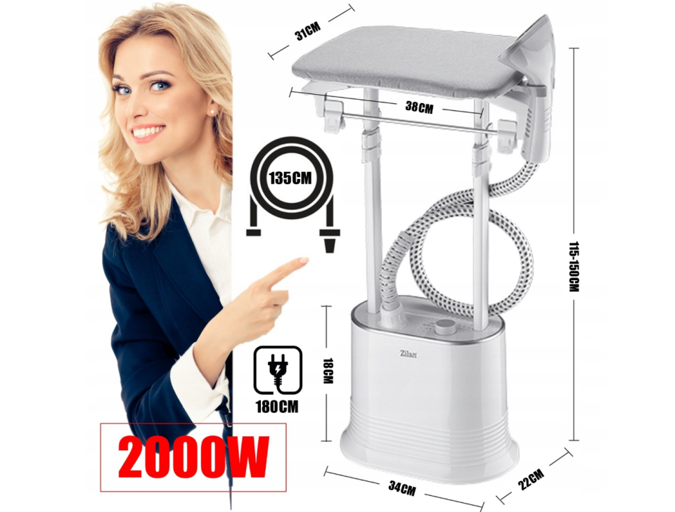 ZLN2792 Ayaklı Kumaş Ve Giysi Buhar Makinesi | Dikey Buharlı Ütü | Kırışık Giderici | 1.7 L. 2000 W