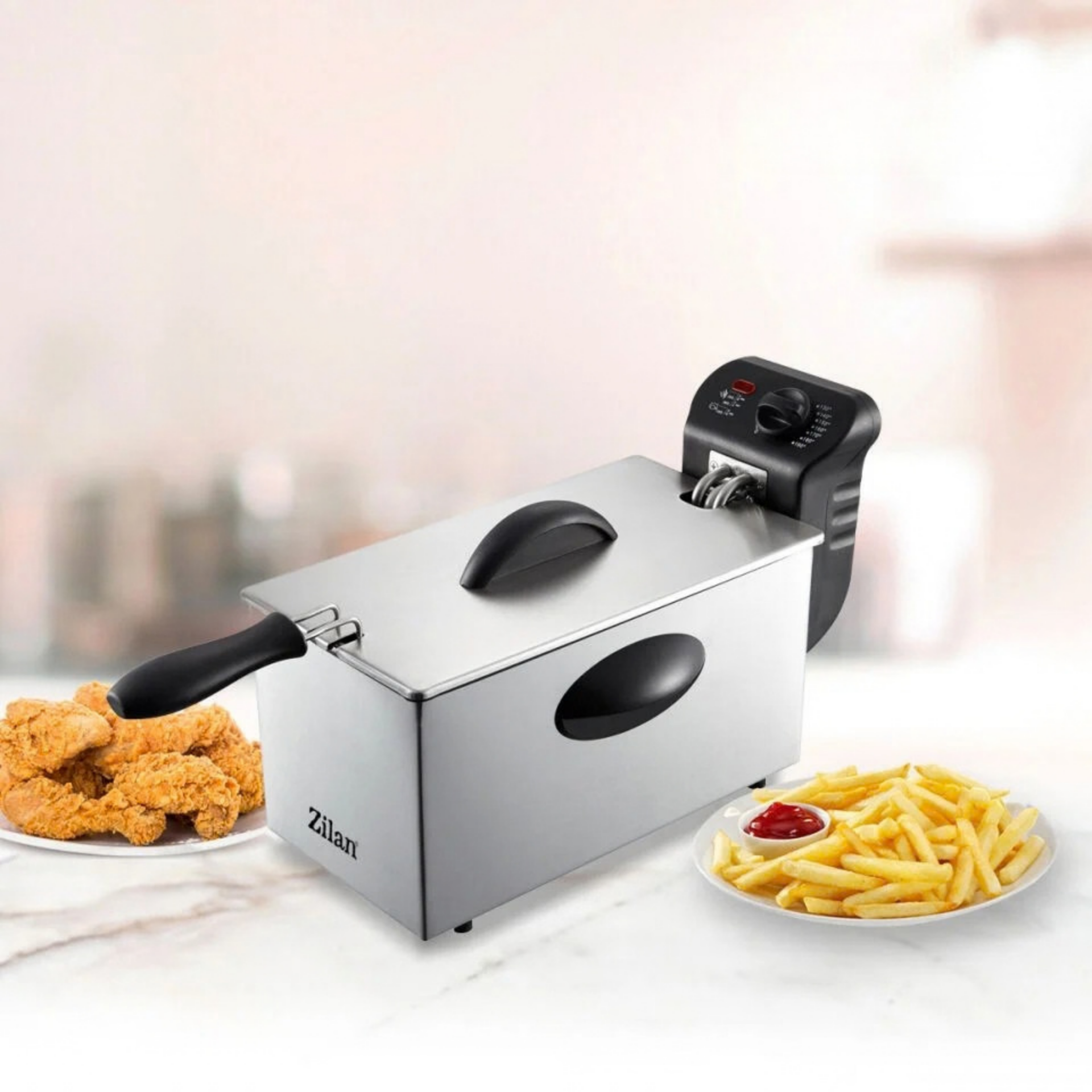 Zilan ZLN1819 Fritöz | 3L | 2180W | Paslanmaz Çelik Derin Yağ Fritözü Ayarlanabilir Termostatlı