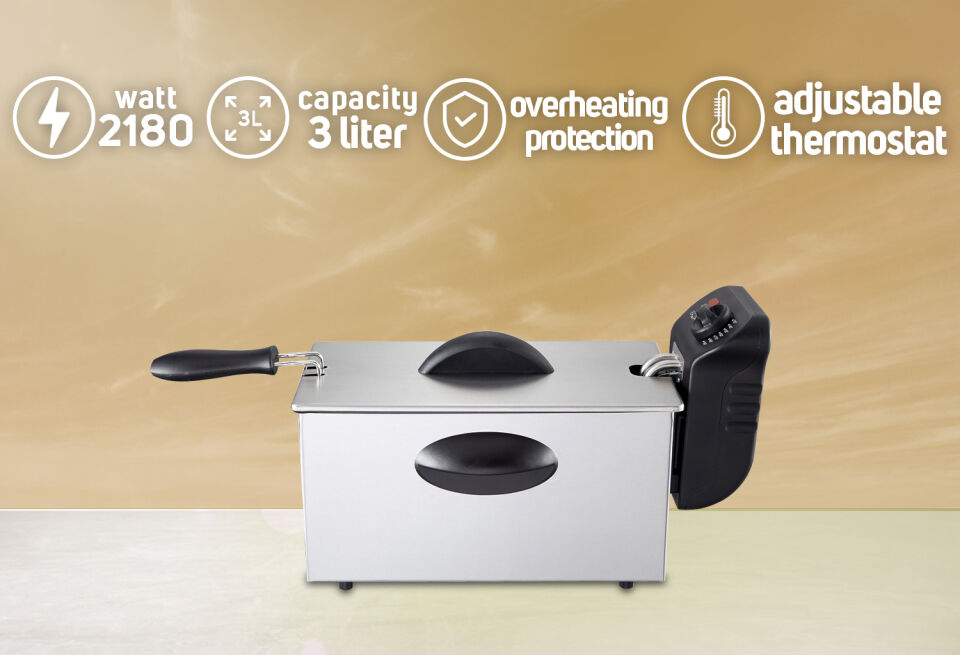 Zilan ZLN1819 Fritöz | 3L | 2180W | Paslanmaz Çelik Derin Yağ Fritözü Ayarlanabilir Termostatlı