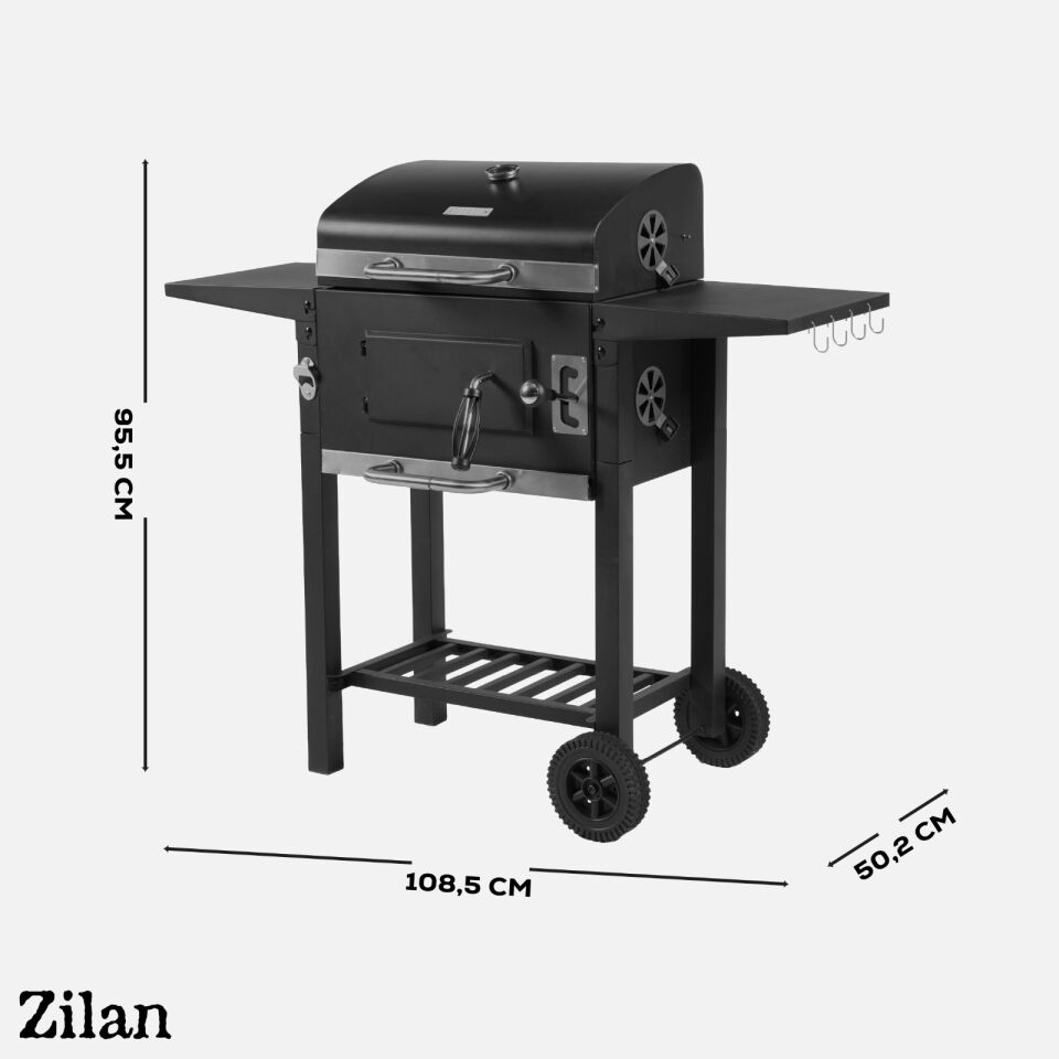 ZLN3584 Kömürlü Mangal & Barbekü Pazlanmaz Çelik, Kademeli Isı, Taşınabilir