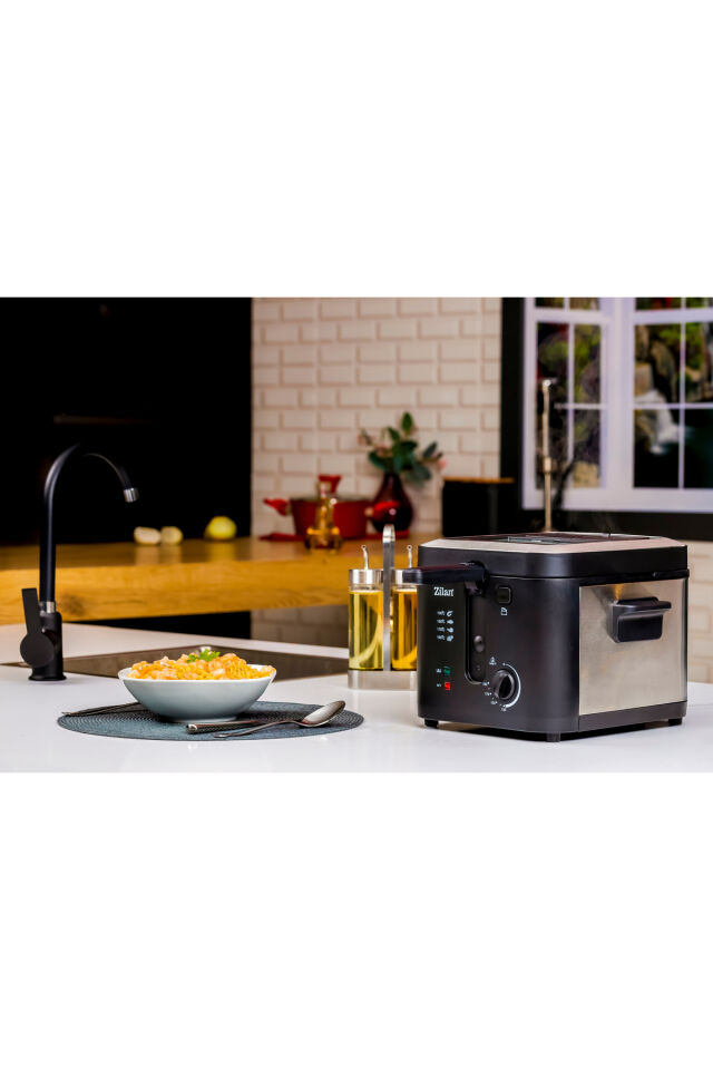 ZLN0010 Inox Fritöz | 2.5L | 1600W | Ayarlanabilir Termostat | Paslanmaz Çelik Gövde | XL