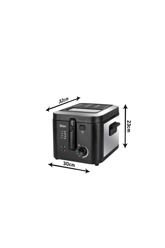 ZLN0010 Inox Fritöz | 2.5L | 1600W | Ayarlanabilir Termostat | Paslanmaz Çelik Gövde | XL