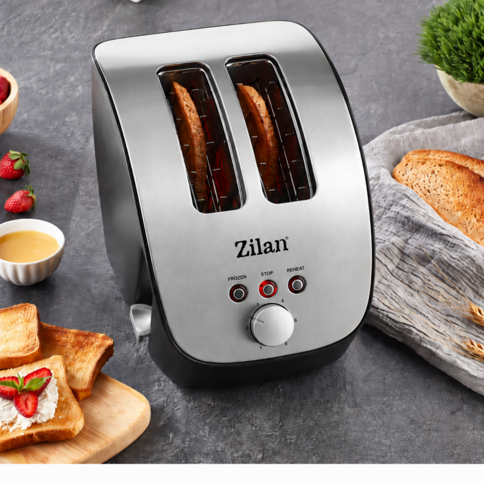 Zln2690 | Ekmek Kızartma Makinesi | 2 Geniş Dilim | 6 Kademeli | Yeniden Isıtma | Buz Çözme| 1000w