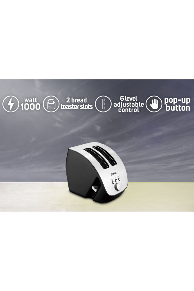 Zln2690 | Ekmek Kızartma Makinesi | 2 Geniş Dilim | 6 Kademeli | Yeniden Isıtma | Buz Çözme| 1000w