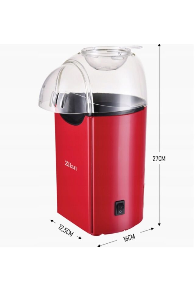 ZLN8046 Popcorn | Patlamış Mısır Makinesi | 1200W | Yağsız ve Sağlıklı Pişirme | Kırmızı